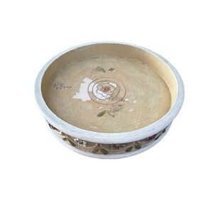 2000 Karen Hillard Crouch Lang Candles Ceramic Candle Holder Base Floral FLAW